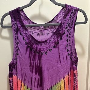 Tie Dye dress embroidered boho hippie one size